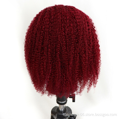 Wholesale Pink Orange Blue Red Grey Black 99J Colored Wig Brazilian Virgin Human Hair Long HD Transparent  Lace Frontal Bob Wig